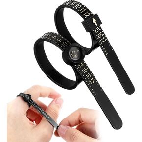 2Pcs Ring and Bracelet Sizer Measuring Tool Reusable for Accurate Jewelry Measurement, Ring Sizer Perfect for Fingers and Bangles, Ring Sizer Measuring Tool Easy-to-Use Sizing Gauge for DIY (Black)