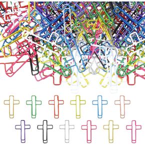 Cross Paper Clips, Decorative Paper Clips, 100PCS Colorful Small Binder Clip for Bible, Notebook, Journaling, Bookmark, Study Supplies, Cute Mini Shaped Clip, 1 x 0.6 Inches, Mixed Colors