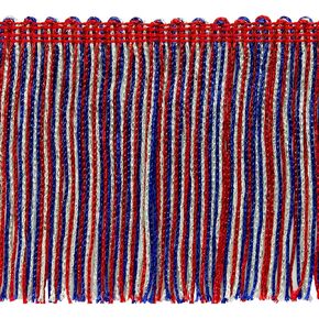 Trims By The Yard 4" Metallic Chainette Fringe Trim, Polyester-Made Decorative Fringe Trim, Versatile Fringes for Costumes, Uniforms, Home Decor, and Party Decorations, 5 Yards, Red/White/Blue