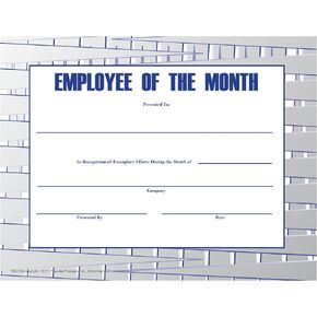 Hayes Employee of The Month Certificate, Professional Employee Recognition & Appreciation Awards for Workplace Excellence, Full-Color Matte Finish with Silver and Blue Design, 8.5" x 11" - 30 Pack