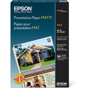 Epson S041069L Matte Presentation Paper, 27 lbs., Matte, 13 x 19 (Pack of 100 Sheets)