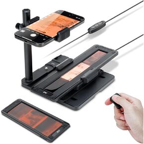 JJC Mobile Film Scanner Digitizer Set for 35mm 120 Negative Film to Digital, with 11 Level LED Backlight & Phone Clip & Magnetic 35mm 120 Negative Film Holder