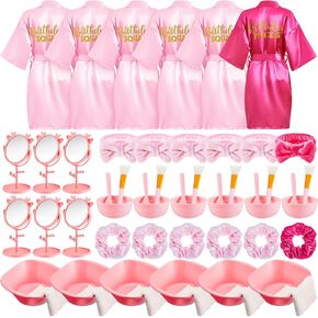 JenPen 6 Set Girls Spa Party Favors Kids Robes and Accessories Kit Party Supplies for Spa Party Wedding Birthday