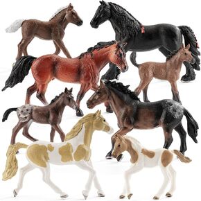 8PCS 4-7" Large Horse Family Toys for Kids, Realistic Animal Figurines Toys for Toddlers, Horse Party Favor Birthday Decorations Gift for Toddlers 3-5 5-7 6-12