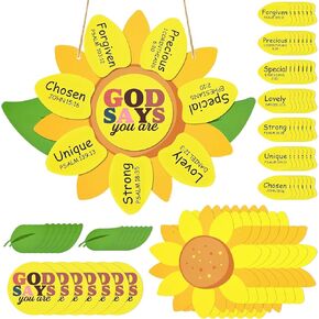 Sanixin 24 Sets Sunday School Crafts God Says You are Sunflower Craft Kit Religious Bible School Sunflower Craft Gifts Kit for Christian Faith Home VBS Magnified Church Activities Supplies