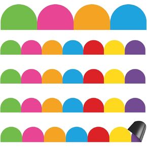 24 Pcs Magnetic Borders for Classroom Whiteboard Magnetic Strips Bulletin Board Borders School Classroom Chalkboard Trim Decorations for School Teacher Decorations (Boho Scalloped)