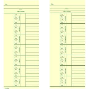 Side-Feed Weekly or Bi-Weekly Time Cards for Employees, Box of 1000 Form K1415-2