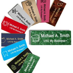 LHS My Business | Magnetic Name Tags - Custom Engraved Orange Plastic Badge with Black Lettering Personalized - B11