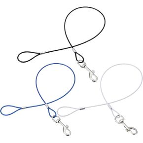 Xindojuz 3 PCS Chew Proof Dog Leash, 26 Inch Metal Cable Leads for Small and Medium Dogs Non-Tangle Connect Heavy Duty Dog Leash Extender Rope Dogs Leashes for Any Leashes & Collar & Harness