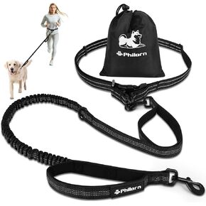 Philorn Hands Free Dog Leash with Pouch, Adjustable Waist Leash for Dog Walking, Running Leash for Medium Large