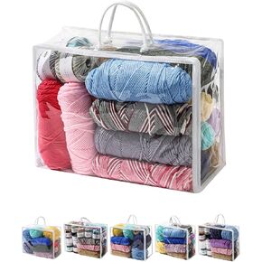 6 Packs Large Yarn Storage Bags, Clear Yarn Storage Organizer with Zippers and Handles, Crochet Bag Knitting Bag for Knitting Needles Crochet Hooks-17.75 * 6.69 * 11.8 inches