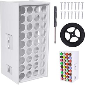 GLOBLELAND 72 Holes 360° Spining Rectangle Craft Paint Organizer for 2oz Craft Paints Spining Color Storage Containers Display Painting Tower Storage Stand Desk Organizer