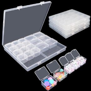 4 Pack Bead Storage Organizer Box - 23 Grids Clear Plastic Bead Organizer Boxes Clear Small Bead Storage Case for Bracelet Making DIY Jewelry Craft Nail Earrings Desktop Organizer