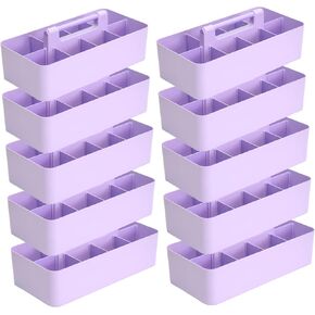 -Large Portable Caddy, DIY Dividers, 8 Compartments, School Office Supplies Home Business Organizer,Portable Basket with Handle Made in USA (3 PACK, Mint/Pink/Lavender)