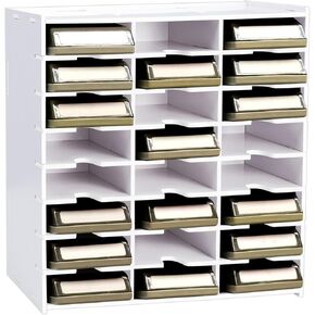 Sanfurney 24 فتحات Craft Punch Organizer Rack Paper Paper Hulder Baper Holder Scrapbook Storage Plage Storage for Craft Room (White - 1 Pack)