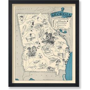 Poster Master Vintage Map Print - Retro Georgia State Poster - Educational Art - Gift for Teacher, Student, Travel Lover - Wall Decoration for Classroom, Office, Dorm - 8x10 UNFRAMED Wall Art