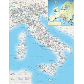 Gifts Delight Laminated 24x31 Full Color Road Map Poster: Italy