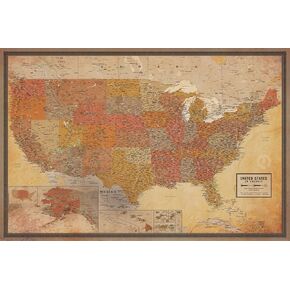 Laminated United States Pioneer Map Poster | Vintage Style Map | Includes The Most Legible Location Labels | 36" x 24" | Shipped Rolled in a Tube, Not Folded | Great for The Home or Classroom