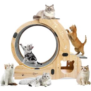 Cat Wheel 7-in-1 Upgraded Exercise Treadmill for Indoor Cats，Cat Treadmill with Silent Running Wheel, Cat Tunnel, Cat Wheels for Indoor Cats, Perfect Cat Jym & Toy for Endless Fun & Fitness