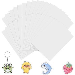 30 Pieces Shrink Plastic Sheets, Heat Shrink Art Paper Sanded Shrink Film for Crafts DIY Keychain Making(7.9 X 5.7 inch)