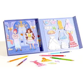MiDeer Paper Doll Kits, Reuseable Dress Up Paper Doll with Storage Box, DIY Dress Up Games for Girls Ages 4-7, Kids Fashion Design Kit with 240 Colorable Clothing Stickers (Sparkling Ball Night)