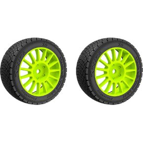 CROBOLL XTS-032 Wheel hub& Tire Set (Green) for 1:10 Rally Car (2PCS)