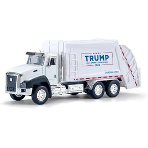 Garbage Truck Toy with Trump Real Sound and Lights - Kids Play Truck,Pull Back & Go Collector's Vehicle, 1:50 Pull Back Model Truck,Gift for Kids and Trump Fans