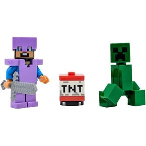 Minecraft: Steve Minifigure مع زاحف و TNT - الأعمار 6+