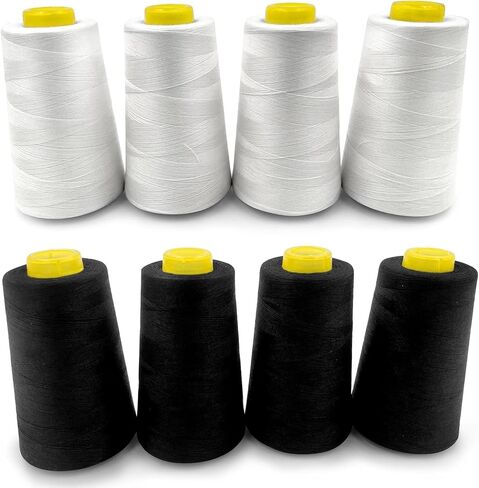 Izo Home Goods 4-pack of 6000 ياردة (لكل منها) خيط مخروط Serger White كل الغرض من التخزين المؤقت البوليستر (Serger ، Over Lock ، Merrow ، Edele Edele) in Saudi Arabia