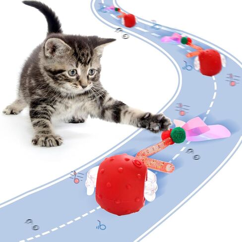Interactive Cat Toys for Bored Indoor Cats, Chirping & Motion-Activated Cat Toys, Fun Gift for Cats with 2 Speed Settings & 3 Modes, USB Rechargeable,Red in Saudi Arabia