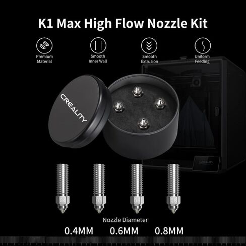 Creality Official K1C Nozzles, Quick-Swap 3D Printer Nozzle Kit, Copper Alloy and Hardened Steel Nozzle Suitable for Creality K1C/ K1 MAX 3D Printers (1PCS, 0.4mm) in Saudi Arabia