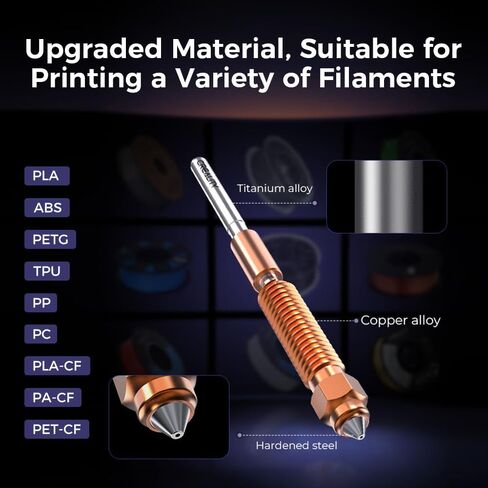 Creality Official K1C Nozzles, Quick-Swap 3D Printer Nozzle Kit, Copper Alloy and Hardened Steel Nozzle Suitable for Creality K1C/ K1 MAX 3D Printers (1PCS, 0.4mm) in Saudi Arabia