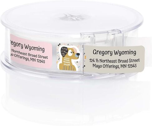 Modern Dogs Rolled Address Labels/Roll of 250 Personalized Return Address Labels/Designer Return Address Stickers in Elegant Plastic Dispenser in Kuwait