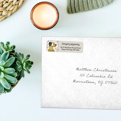 Modern Dogs Rolled Address Labels/Roll of 250 Personalized Return Address Labels/Designer Return Address Stickers in Elegant Plastic Dispenser in Kuwait