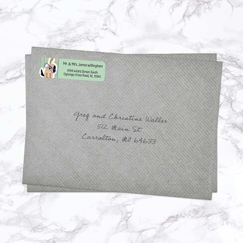 Modern Dogs Rolled Address Labels/Roll of 250 Personalized Return Address Labels/Designer Return Address Stickers in Elegant Plastic Dispenser in Kuwait
