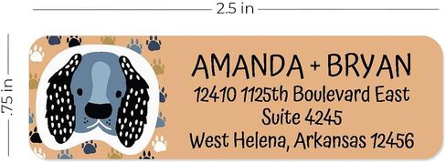 Modern Dogs Rolled Address Labels/Roll of 250 Personalized Return Address Labels/Designer Return Address Stickers in Elegant Plastic Dispenser in Kuwait