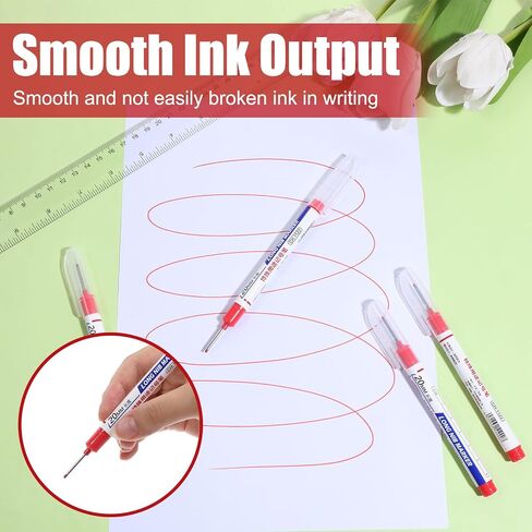 BEWUDY 6PCS Long Head Hole Deep Marker Asser ، علامات البناء المقاومة للماء ، أداة وضع علامات دائمة على الأقلام الحبر النجار لبنائدي النجارين (RED) in Kuwait