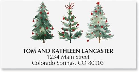 Current Christmas Forest Deluxe Personalized Address Labels - Set of 48, Self-Adhesive, Flat-Sheet Labels, 1" x 2 1/4", Holiday and Christmas Stationery in Kuwait