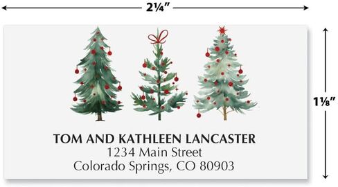 Current Christmas Forest Deluxe Personalized Address Labels - Set of 48, Self-Adhesive, Flat-Sheet Labels, 1" x 2 1/4", Holiday and Christmas Stationery in Kuwait