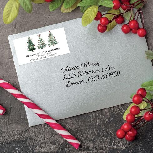 Current Christmas Forest Deluxe Personalized Address Labels - Set of 48, Self-Adhesive, Flat-Sheet Labels, 1" x 2 1/4", Holiday and Christmas Stationery in Kuwait
