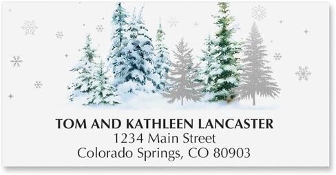 Current Christmas Forest Deluxe Personalized Address Labels - Set of 48, Self-Adhesive, Flat-Sheet Labels, 1" x 2 1/4", Holiday and Christmas Stationery in Kuwait
