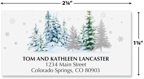 Current Christmas Forest Deluxe Personalized Address Labels - Set of 48, Self-Adhesive, Flat-Sheet Labels, 1" x 2 1/4", Holiday and Christmas Stationery in Kuwait