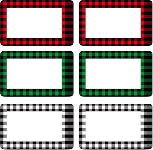 Whaline 240Pcs Christmas Name Tag Stickers Buffalo Plaid Gift Labels 3 Colors Xmas Paper Gift Tag Sticker Self-Adhesive for Winter Holiday Birthday Wrap Decor, 2 x 3 in in Saudi Arabia