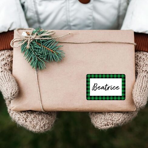 Whaline 240Pcs Christmas Name Tag Stickers Buffalo Plaid Gift Labels 3 Colors Xmas Paper Gift Tag Sticker Self-Adhesive for Winter Holiday Birthday Wrap Decor, 2 x 3 in in Saudi Arabia