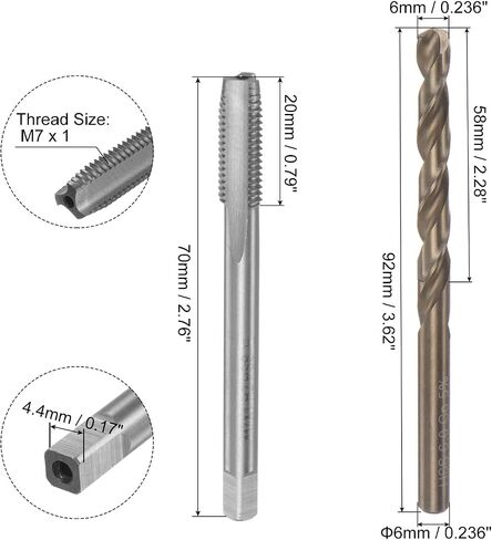 uxcell Tap & Bit Sets, M5 x 0.5 H2 Left Hand Straight Flute Machine Thread Milling Tap, 4.5mm M35 Cobalt High Speed Steel (HSS-CO) Twist Drill Bit in Saudi Arabia