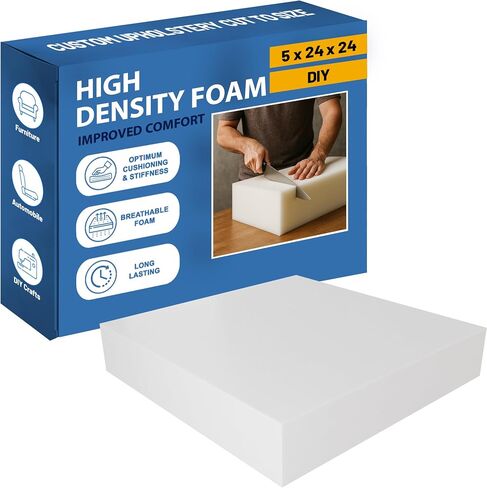 Greaton Inch High Density, Cushion Replacement, Upholstery Foams, Furniture Application, Chairs, Sofas, RVs, Craft and Decorative Ideas, 24" x 5", Set of 2, White in Saudi Arabia