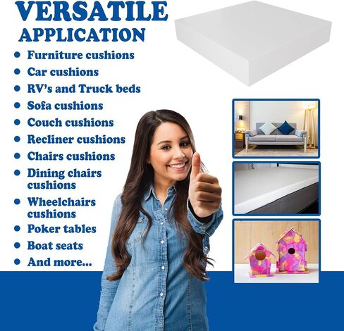 Greaton Inch High Density, Cushion Replacement, Upholstery Foams, Furniture Application, Chairs, Sofas, RVs, Craft and Decorative Ideas, 24" x 5", Set of 2, White in Saudi Arabia