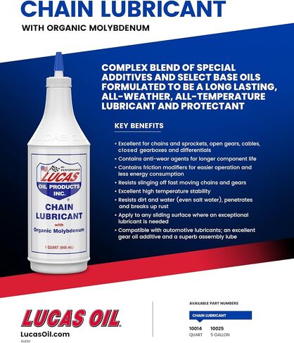 LUCAS OIL 10014 زيت تشحيم سلسلة مع الموليبدينوم العضوي - 1 كوارت in Kuwait