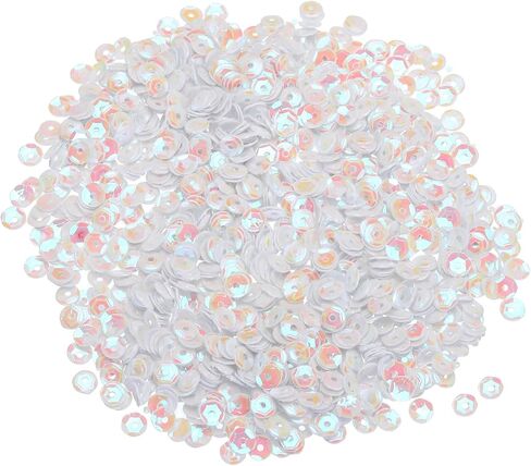 MECCANIXITY Loose Sequins 4MM Glitter Sequins 3000Pcs Cup Sequins Embroidery Sequins for Jewelry Making Crafts Sewing,White in Saudi Arabia