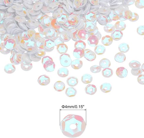 MECCANIXITY Loose Sequins 4MM Glitter Sequins 3000Pcs Cup Sequins Embroidery Sequins for Jewelry Making Crafts Sewing,White in Saudi Arabia
